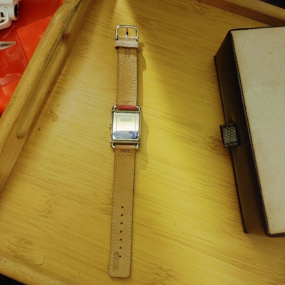 Coach Watch 0221 Swiss Quartz Stainless Square Face Watch Multicolor Leather - Picture 15 of 16